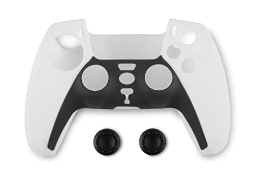 Spartan Gear - Controller Silicon Skin Cover and Thumb Grips (compatible with playstation 5) (colour: Black/White) von Spartan Gear