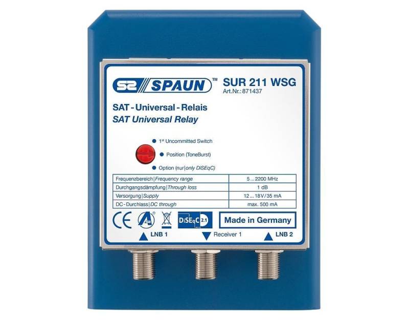 Spaun SUR 211 WSG Sat Antennen Relais DiSEqC 2/1 mit Option von Spaun