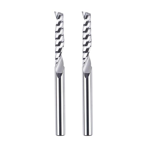 SpeTool 2 Stück Alu Fräser 6mm Schaft Fräser Aluminium Einschneider Fräser Set 32mm Schnittlänge VHM Hartmetall Schaftfräser CNC Fräser Für Oberfräse Holzfräser für Aluminium Holz Acryl Kunststoff von SpeTool