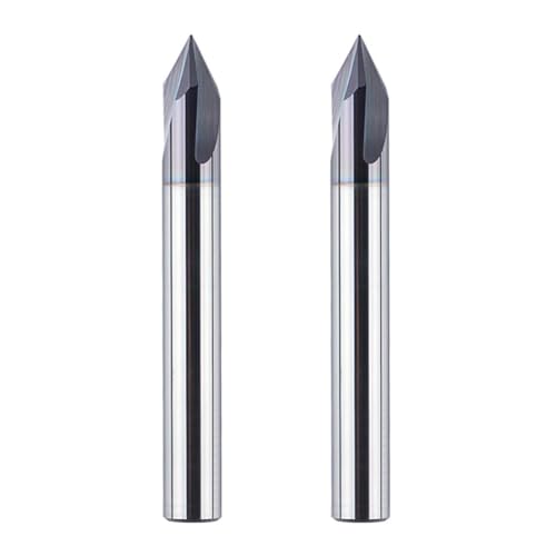 SpeTool 2 Stück Fasenfräser Gravierfräser 3 Flöten V Nutfräser 6mm Schaft 60 Grad VHM Gravierstichel Schaftfräser Holzfräser mit TiAlN Beschichtung CNC Fräser für Oberfräse von SpeTool