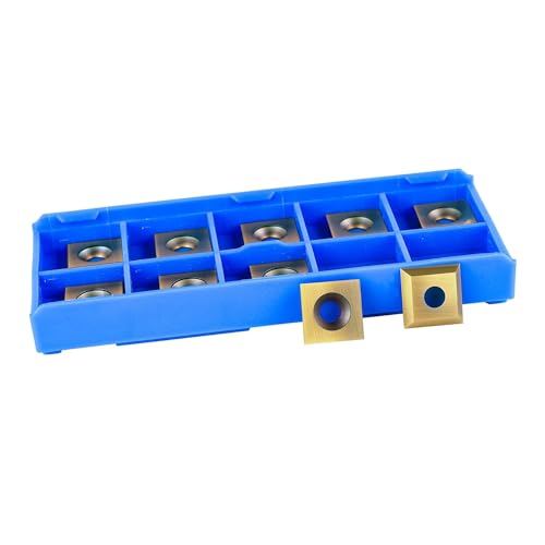 SpeTool Hartmetall-Einsatz, ATS-Beschichtung für Spoilboard-Oberfräsen-Bit (12 mm x 12 mm, 2,2 mm dick), 35-Grad-Schnittwinkel, gerades Loch, 10 Stück von SpeTool