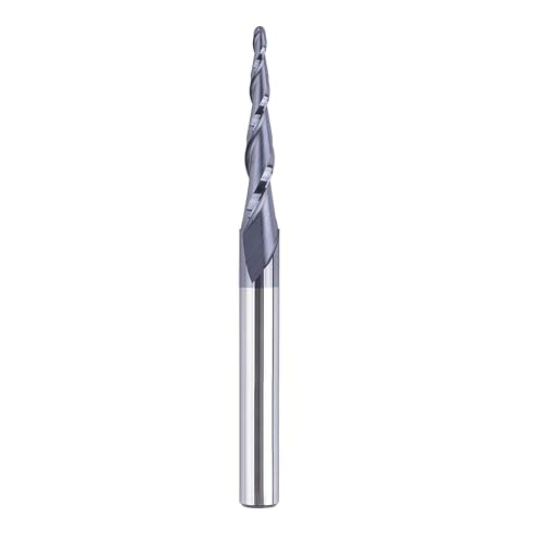 SpeTool Kugelkopffräser Konische Fräser CNC Schaftfräser 2 Flöten 1,0 mm Radius VHM Gravierfräser für Oberfräse 6mm Schaft mit TiAlN Beschichtung für 2D und 3D Gravur SpeTool Kugelkopffräser Konische Fräser CNC Schaftfräser 2 Flöten 1,0 mm Radius VHM Gravierfräser für Oberfräse 6mm Schaft mit TiAlN Beschichtung für 2D und 3D Gravur von SpeTool