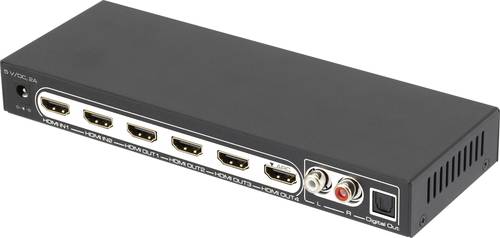 SpeaKa Professional 4 Port HDMI-Splitter mit Audio-Ports, mit Fernbedienung 3840 x 2160 Pixel Schwar von SpeaKa Professional