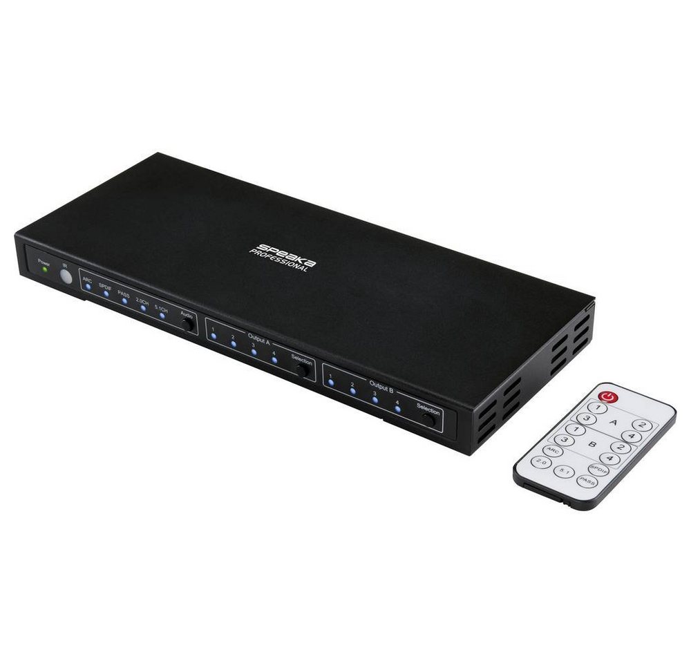 SpeaKa Professional 4x2 HDMI-Switch mit Audio Extraktor HDMI-Adapter, mit Audio-Ports von SpeaKa Professional