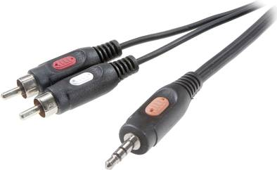 SpeaKa Professional Cinch / Klinke Audio Anschlusskabel [2x Cinch-Stecker - 1x Klinkenstecker 3.5 mm] 10 m Schwarz (SP-7869792) von SpeaKa Professional