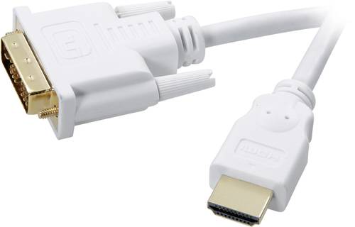 SpeaKa Professional DVI / HDMI Adapterkabel DVI-D 18+1pol. Stecker, HDMI-A Stecker 2.00m Weiß SP-78 von SpeaKa Professional
