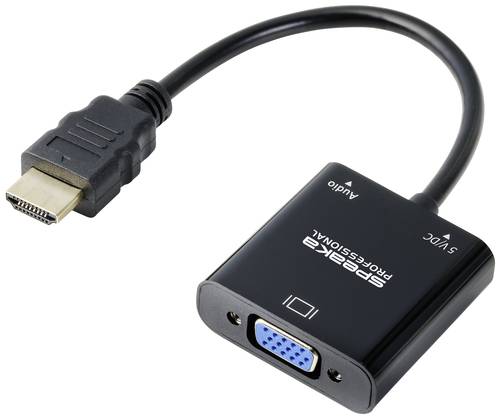 SpeaKa Professional SP-10352148 HDMI / VGA Adapter [1x HDMI® - 1x VGA] Schwarz Standard HDMI 0.15m von SpeaKa Professional