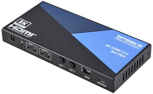 SpeaKa Professional SP-11571776 2+2 Port HDMI-Matrix-Switch Ultra HD-fähig 7680 x 4320 Pixel Schwarz von SpeaKa Professional