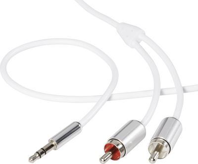 SpeaKa Professional SP-7870524 Cinch / Klinke Audio Anschlusskabel [2x Cinch-Stecker - 1x Klinkenstecker 3.5 mm] 1.50 m Weiß SuperSoft-Ummantelung (SP-7870524) von SpeaKa Professional