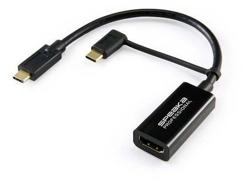 SpeaKa Professional SP-9015340 HDMI Adapterkabel [1x HDMI-Buchse - 1x USB-C® Stecker] Schwarz Gefle von SpeaKa Professional