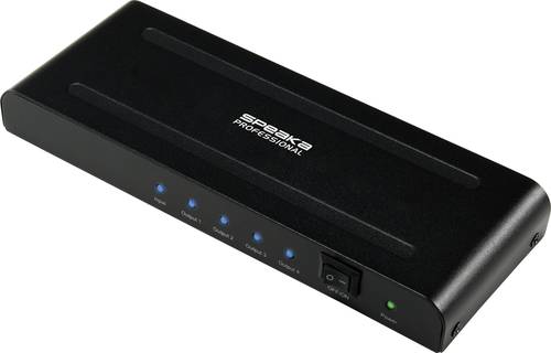 SpeaKa Professional SP-HDS-240 4 Port HDMI-Splitter Ultra HD-fähig 3840 x 2160 Pixel Schwarz von SpeaKa Professional