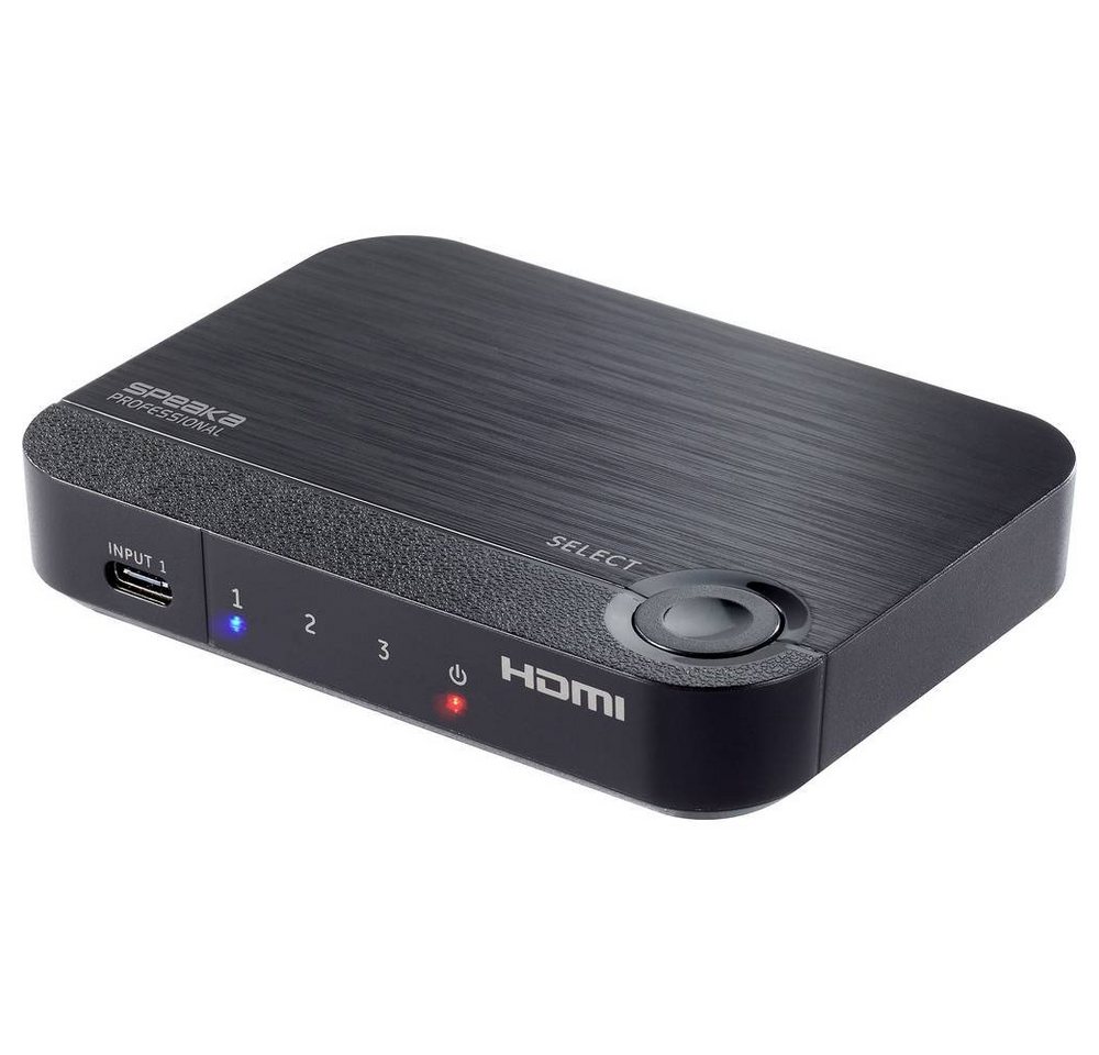 SpeaKa Professional SP-HDS-310 HDMI-Switch 3-Port mit USB-C HDMI-Adapter, mit zusätzlichem USB-C®-Eingang von SpeaKa Professional