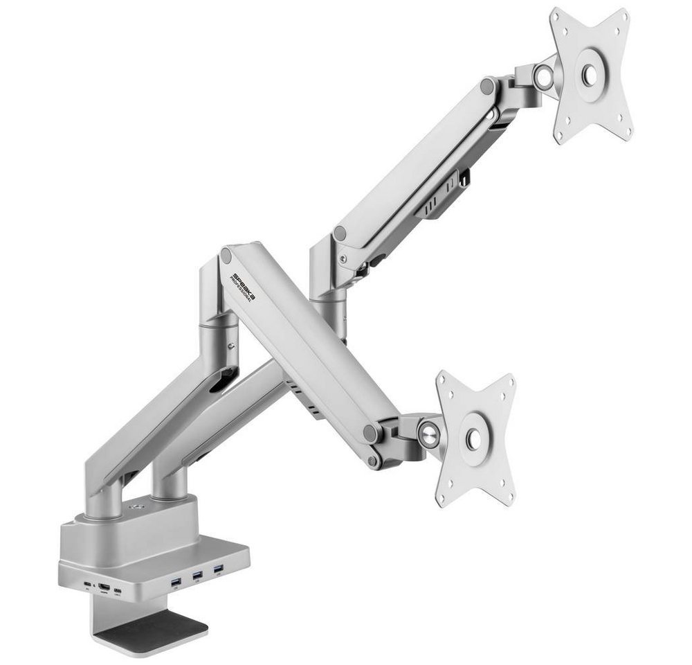 SpeaKa Professional Monitor-Halterung Halterung für zwei Monitore, (Integrierte Dockingstation, Gasdruck-Technik, Neigbar, Schwenkbar) von Speaka Professional