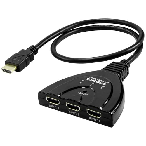 SpeaKa Professional SP-HDSW-200 3 Port HDMI-Switch Ultra HD-fähig 7680 x 4320 Pixel von Speaka