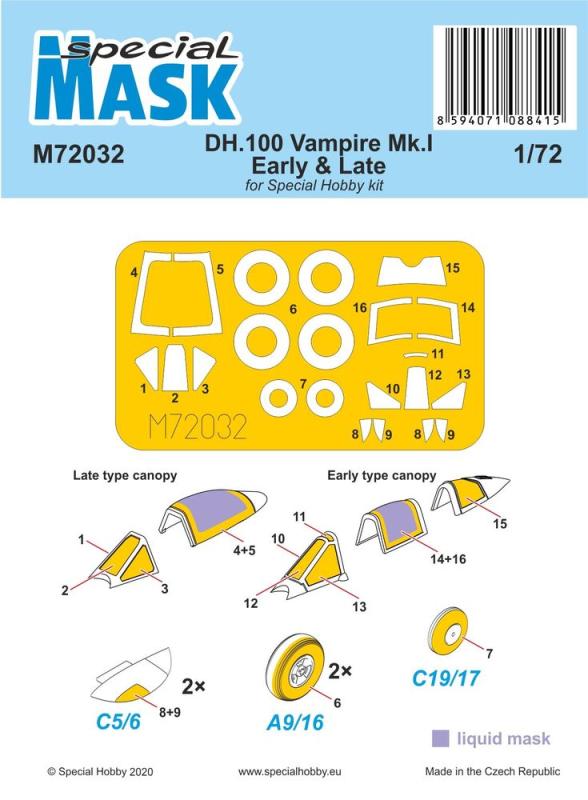 DH.100 Vampire Mk.I Early & Late - Mask von Special Hobby