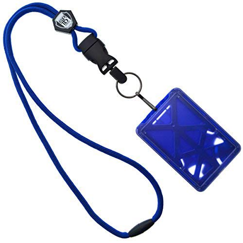 Specialist ID Robuster Namensschildhalter mit Umhängeband, Platz für 3 Ausweise/Identitätskarten, von oben einzuführen, abnehmbarer Metall-Clip und Schlüsselring (ein Halter für 3 Karten) königsblau von Specialist ID