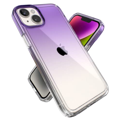 Speck Clear iPhone 15 Plus & 14 Plus Hülle, Dual-Layer Slim, Stoßschutz, Kratzfest, Anti-Gelb & Anti-Verblassen, Ombre Amethyst Purple Fade/Clear GemShell für 6,7" (17 cm) iPhones von Speck