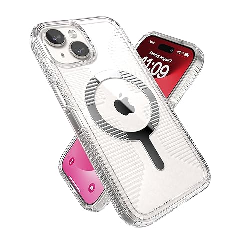 Speck iPhone 15 Hülle – Schlank, MagSafe, Fallschutzgriff – für iPhone 15, 14 & 13 – Kratzfest, Vergilbungsfrei, 6,1 Zoll – Transparent Speck iPhone 15 Hülle – Schlank, MagSafe, Fallschutzgriff – für iPhone 15, 14 & 13 – Kratzfest, Vergilbungsfrei, 6,1 Zoll – Transparent von Speck