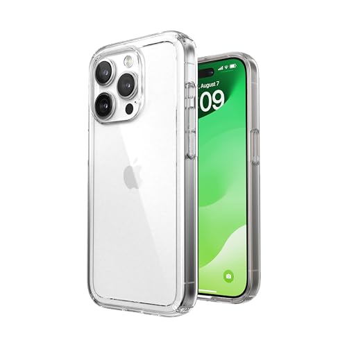 Speck Klare iPhone 15 Pro Hülle - Schlank, MagSafe kompatibel, Fallschutz - Kratzfest, Anti-Vergilbung, 6,1 Zoll Handyhülle - GemShell Clear von Speck