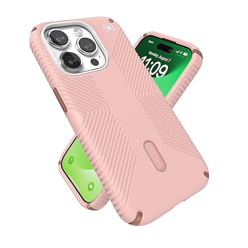 Speck MagSafe Hülle für iPhone 15 Pro - Fall- & Kameraschutz, ClickLock rutschfest, kabelloses Laden kompatibel, passend für alle 6,1 Zoll Modelle - Dahlia Pink/Rose Kupfer/Weiß von Speck