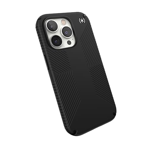 Speck Presidio2 Grip MagSafe - rutschfeste iPhone 14 Pro Hülle (Schwarz/Schwarz/Weiß) von Speck