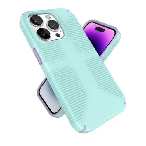 Speck Schutzhülle für iPhone 14 Pro, schlanke Handyhülle, Fallschutz, Kratzfest und vergilbungsfrei, mit rutschfestem Griff, für iPhone 14 Pro 15,5 cm (6,1 Zoll), Blasscyan/Lila, 1 Stück Speck Schutzhülle für iPhone 14 Pro, schlanke Handyhülle, Fallschutz, Kratzfest und vergilbungsfrei, mit rutschfestem Griff, für iPhone 14 Pro 15,5 cm (6,1 Zoll), Blasscyan/Lila, 1 Stück von Speck