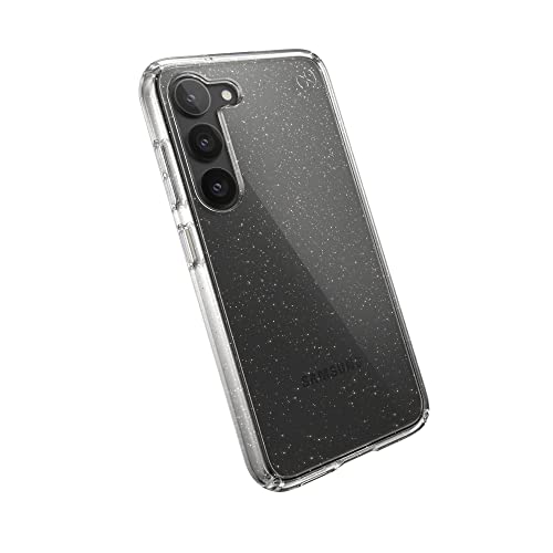 Speck Products Presidio Perfect Clear Glitter Case Passend für Samsung Galaxy S23, Transparent/Transparent mit goldenem Glitzer von Speck
