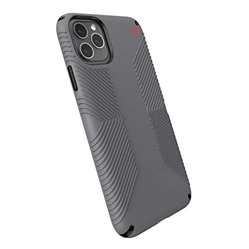 Speck Products Presidio2 Grip Case kompatibel mit iPhone 11 Pro Max, Graphitgrau/Kathedralgrau/schwarz/blutrot von Speck