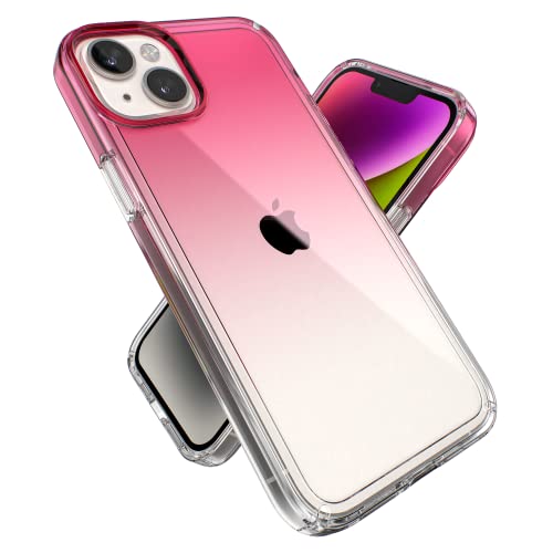 Speck Transparente Schutzhülle für iPhone 15 Plus & 14 Plus – Fallschutz, Kratzfest, zweilagig, schlanke Handyhülle für 6,7 Zoll iPhones – Anti-Vergilbung & Anti-Fade Hülle – Ombre Digital Pink von Speck