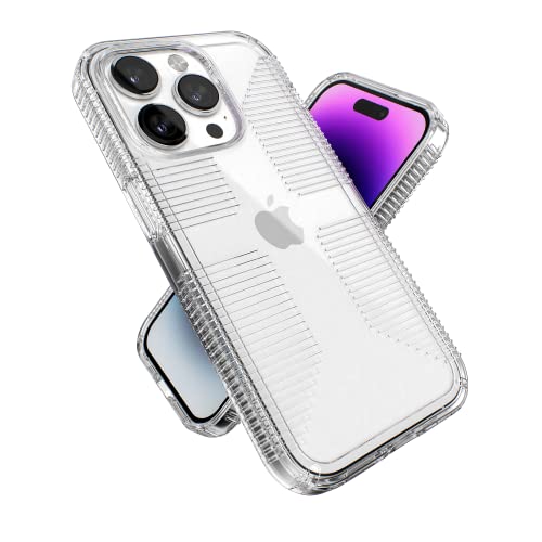 Speck Transparente iPhone 14 Pro Hülle – Schlanke Handyhülle mit Fallschutz, Kratzfest & Anti-Vergilbung Hülle mit rutschfestem Griff für iPhone 14 Pro 6,1 Zoll Modell – GemShell Grip Hard Case von Speck