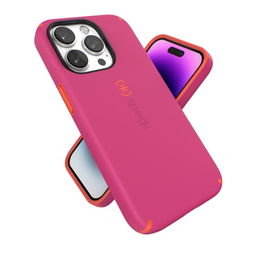 Speck für iPhone 14 Pro Hülle - Fallschutz, Kratzfest, Gebaut für MagSafe Handyhülle mit Soft Touch-Beschichtung - 6,1 Zoll Modellhülle - Digital Pink, Energy Red Candyshell Pro von Speck