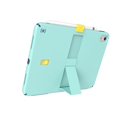 Speck iPad 10,9 Zoll Tablet-Hülle und Ständer – Kratzfest, Fallschutz und Schnellverschluss-Ständer – für iPad 10. Generation 2022 – StandyShell Glas Blaugrün/Tiefseeblau/Gänseblümchengelb von Speck