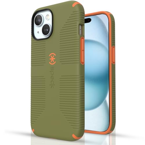Speck iPhone 15 Plus Hülle - Gebaut für MagSafe, Fallschutzgriff - für iPhone 15 Plus iPhone 14 Plus - Kratzfest, Soft Touch, 6,7 Zoll Handyhülle - CandyShell Grip Bush Green/Pumpkin Pie Speck iPhone 15 Plus Hülle - Gebaut für MagSafe, Fallschutzgriff - für iPhone 15 Plus iPhone 14 Plus - Kratzfest, Soft Touch, 6,7 Zoll Handyhülle - CandyShell Grip Bush Green/Pumpkin Pie von Speck