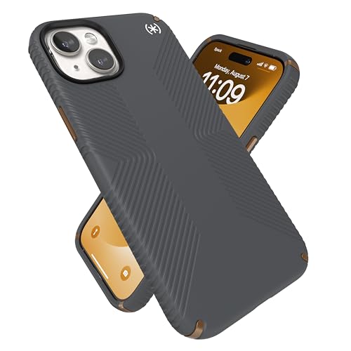Speck Presidio2 Grip MagSafe, Fallschutz, weiche Haptik, Anthrazitgrau/Kaltbronze/Weiß von Speck