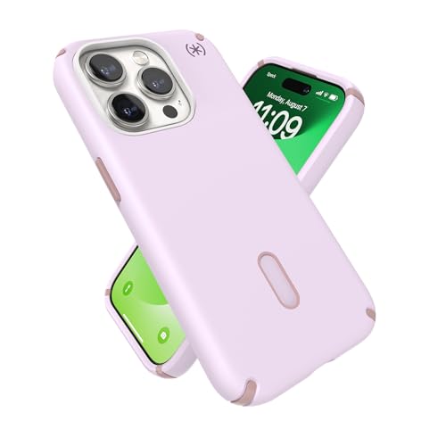 Speck iPhone 15 Pro Hülle – ClickLock rutschfeste Interlock, MagSafe kompatibel, Fallschutz – kratzfest, weiche Haptik, 6,1 Zoll Handyhülle – Presidio2 Pro Soft Lila/Carnation Petal/Rouge Pink von Speck