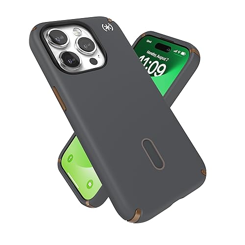 Speck iPhone 15 Pro Hülle – ClickLock rutschfeste Interlock, gebaut für MagSafe, Fallschutz – Kratzfest, weiche Haptik, 6,1 Zoll Handyhülle – Presidio2 Pro Anthrazitgrau/Cool Bronze/Weiß Speck iPhone 15 Pro Hülle – ClickLock rutschfeste Interlock, gebaut für MagSafe, Fallschutz – Kratzfest, weiche Haptik, 6,1 Zoll Handyhülle – Presidio2 Pro Anthrazitgrau/Cool Bronze/Weiß von Speck