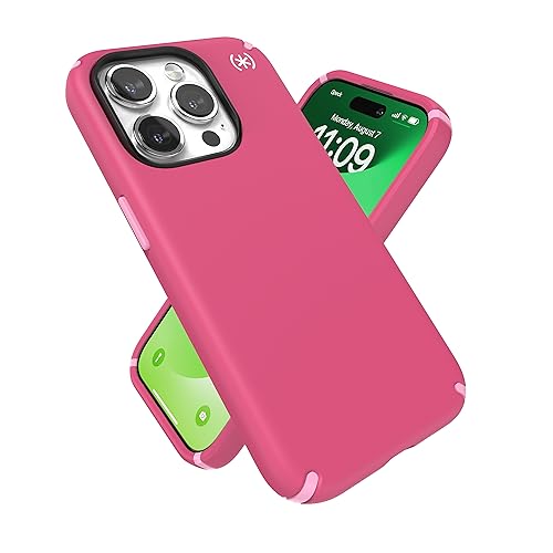 Speck iPhone 15 Pro Hülle - Gebaut für MagSafe, Fallschutz - Kratzfest, Soft Touch, 6,1 Zoll Handyhülle - Presidio2 Pro Digital Pink/Blossom Pink/Weiß von Speck