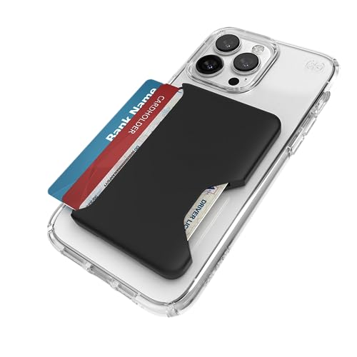 Speck iPhone Wallet MagSafe Zubehör – abnehmbare ClickLock rutschfeste Verriegelung – für 1–3 Karten – weiche Oberfläche, kratzfester Kartenhalter für MagSafe – Schwarz von Speck