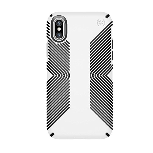 Speck iPhone X Schutzhülle Rutschsicher Rutschfest Handyhülle Schützende Hülle Tasche Dünne Schale Hardcase Beständig mit Shock Barrier für Apple iPhone X - Presidio Grip - Schwarz/Weiß von Speck