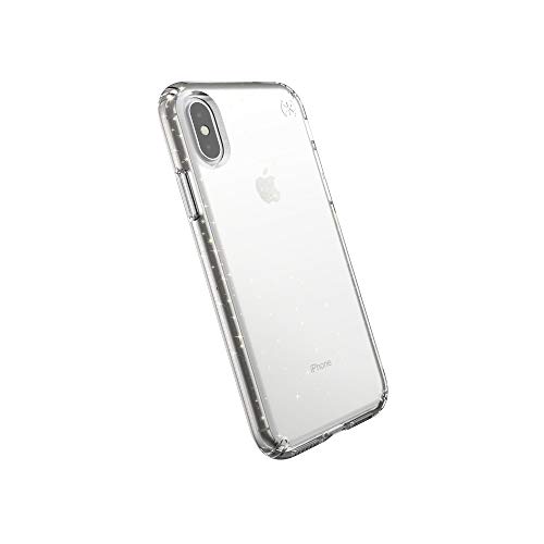 Speck iPhone XS Schutzhülle Funkeln Handyhülle Schützende Hülle Tasche Dünne Schale Hardcase Beständig für Apple iPhone XS - Presidio Clear + Glitter - Transparent/Goldglitzer von Speck