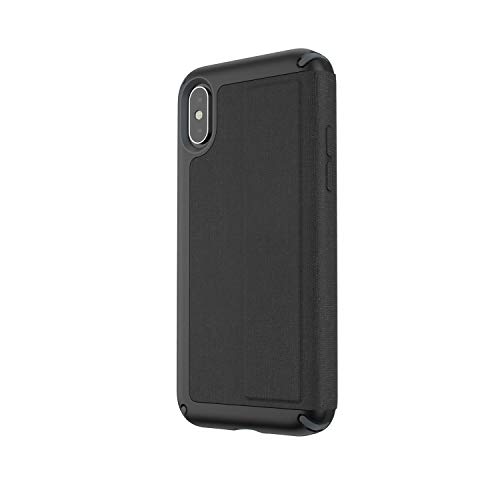 Speck iPhone XS Schutzhülle mit Klappe Folio Case Handyhülle Schützende Hülle Tasche Dünne Schale Hardcase Beständig für Apple iPhone XS - Presidio Folio - Schwarz/Grau von Speck