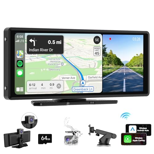 Spedal 2025 Neueste Carplay Bildschirm mit Dash Cam - Wireless CarPlay ＆ Android Auto, 1080P Rückfahrkamera, Autoradio-Empfänger mit Mirror Link 9,3" Touchscreen, Bluetooth, GPS Navigation von Spedal