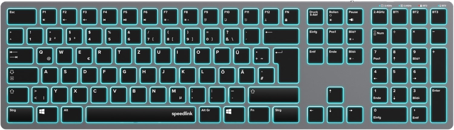 Levia RGB (DE) Kabellose Tastatur grau von Speedlink