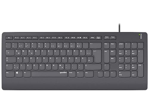 SPEEDLINK HI-GENIC Antibacterial Keyboard - kabelgebundene leise USB-Tastatur, flache Tasten, antibakterielle Eigenschaften, deutsches QWERTZ-Layout, schwarz SPEEDLINK HI-GENIC Antibacterial Keyboard - kabelgebundene leise USB-Tastatur, flache Tasten, antibakterielle Eigenschaften, deutsches QWERTZ-Layout, schwarz von Speedlink
