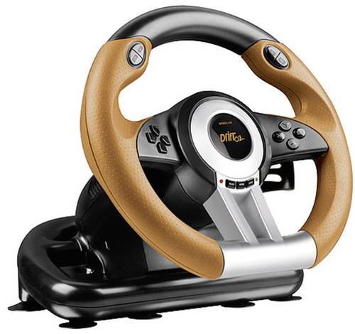 SpeedLink DRIFT O.Z. Racing Wheel Lenkrad USB PC Schwarz, Orange inkl. Pedale von Speedlink