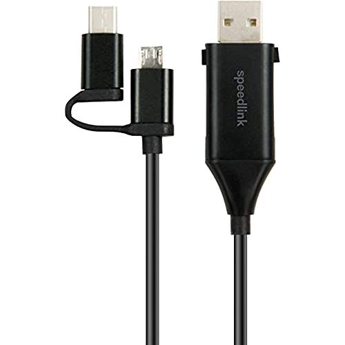 Speedlink 4-in-1 USB-C Adapter Kabel HQ- USB-C/Mikro USB auf USB-A/USB-A OTG- 5 Gbit/s- vergoldete Kontakte- 1 m- schwarz von Speedlink