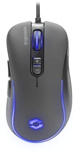 Speedlink ASSERO Gaming Mouse – mit 5 Tasten und 2 dpi-Schaltern, mehrfarbige Beleuchtung, schwarz von Speedlink