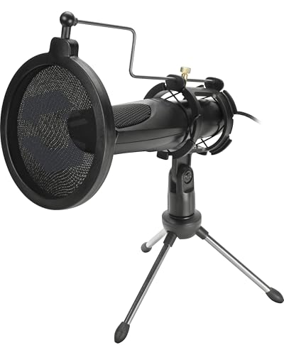 Speedlink AUDIS Desktop Streaming Microphone – Stream Mikrofon mit Ständer und Popfilter – Plug & Play, schwarz von Speedlink