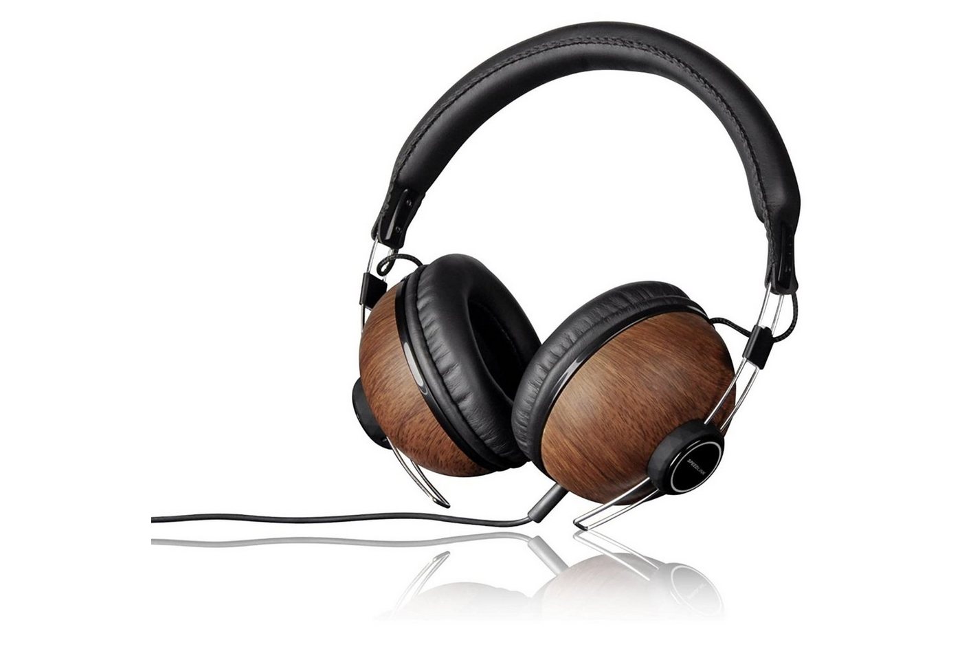 Speedlink BAZZ Wood Over-Ear Headset + Mikrofon 3,5mm Klinke Headset (Integrierte Kabelfernbedienung mit Lautstärkeregeler, Mikrofon-Stummschaltung, auch passend für PS5 PS4 Xbox Series X/S One, Stereo, Kopfhörer Handy MP3 Hifi) von Speedlink
