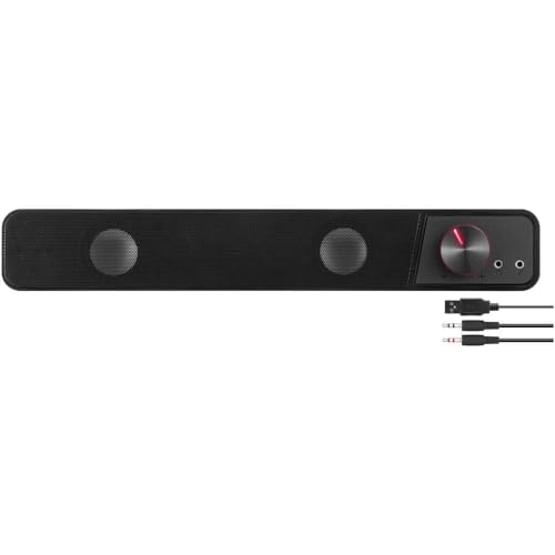 Speedlink BRIO Stereo Soundbar – Computer-Soundbar, exzellente Audioqualität, 12 Watt, 2x 3,5mm-Klinkenstecker Anschluss, USB A Stecker, Lautstärkeregler, Kopfhörer- & Mikrofonbuchse, schwarz Speedlink BRIO Stereo Soundbar – Computer-Soundbar, exzellente Audioqualität, 12 Watt, 2x 3,5mm-Klinkenstecker Anschluss, USB A Stecker, Lautstärkeregler, Kopfhörer- & Mikrofonbuchse, schwarz von Speedlink